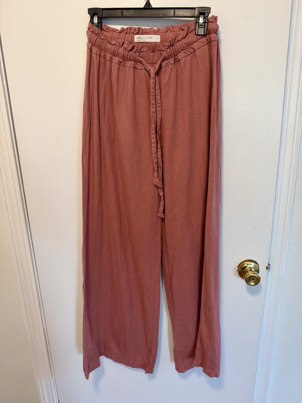Dusty Pink High Waist Wide Leg Linen blend Trousers